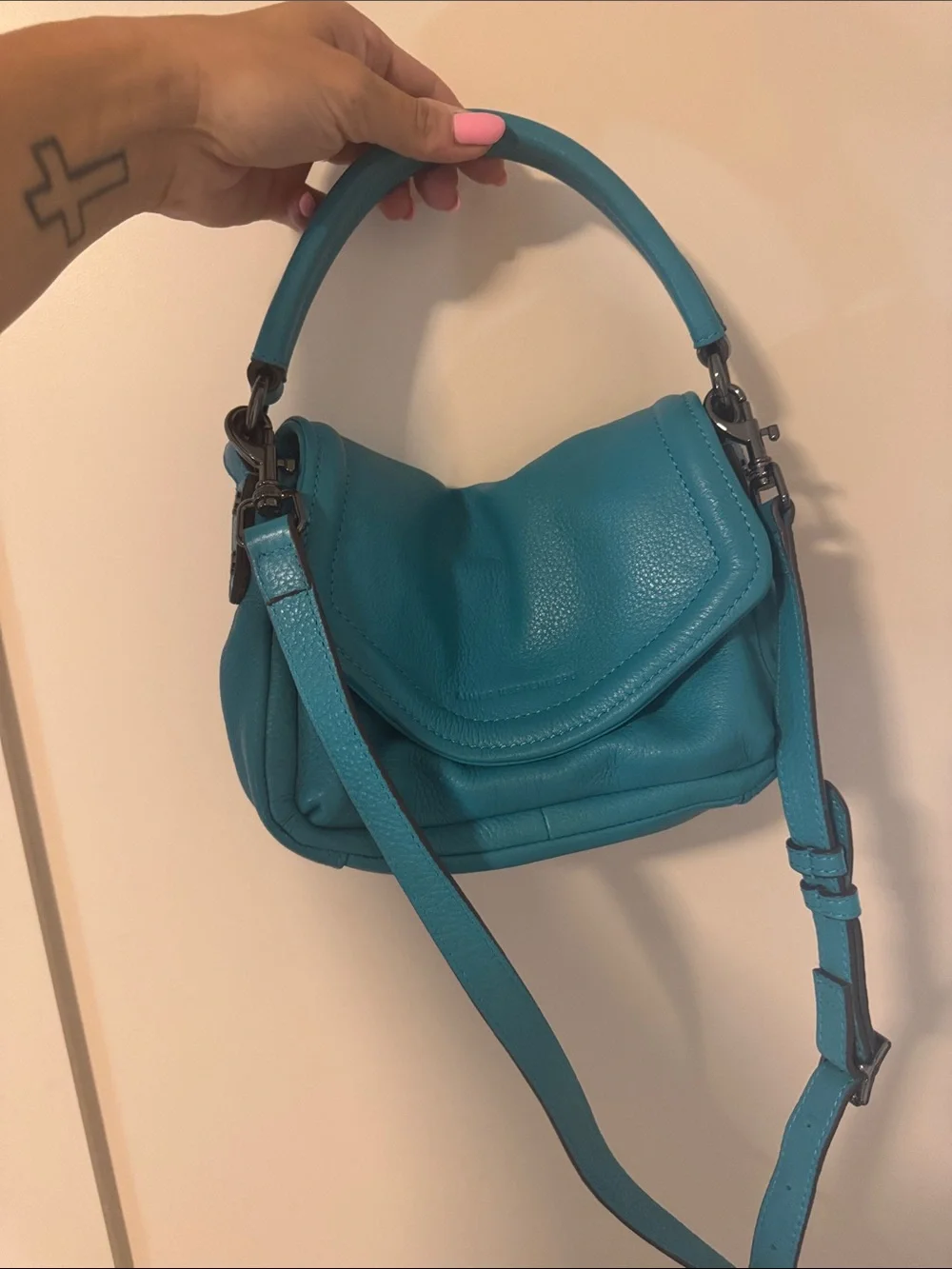 Aimee Kestenberg Teal Pebbled Leather Crossbody